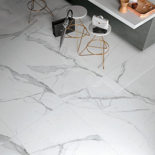 Cosmopolitan Statuario Extra Lappato 80 x 80cm Porcelain Wall & Floor Tile - alternate view
