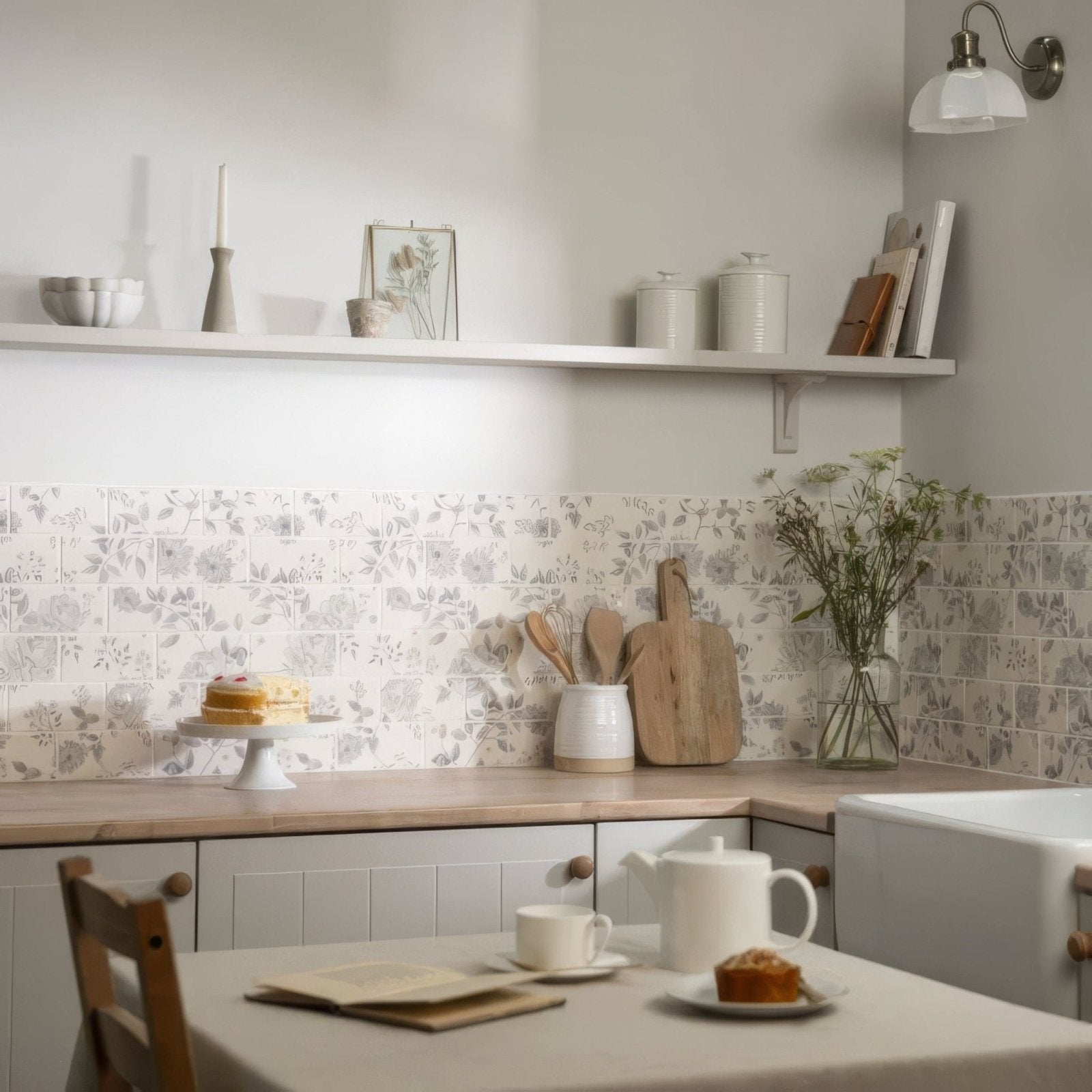 Cottage Garden Blue 18 Tile Panel