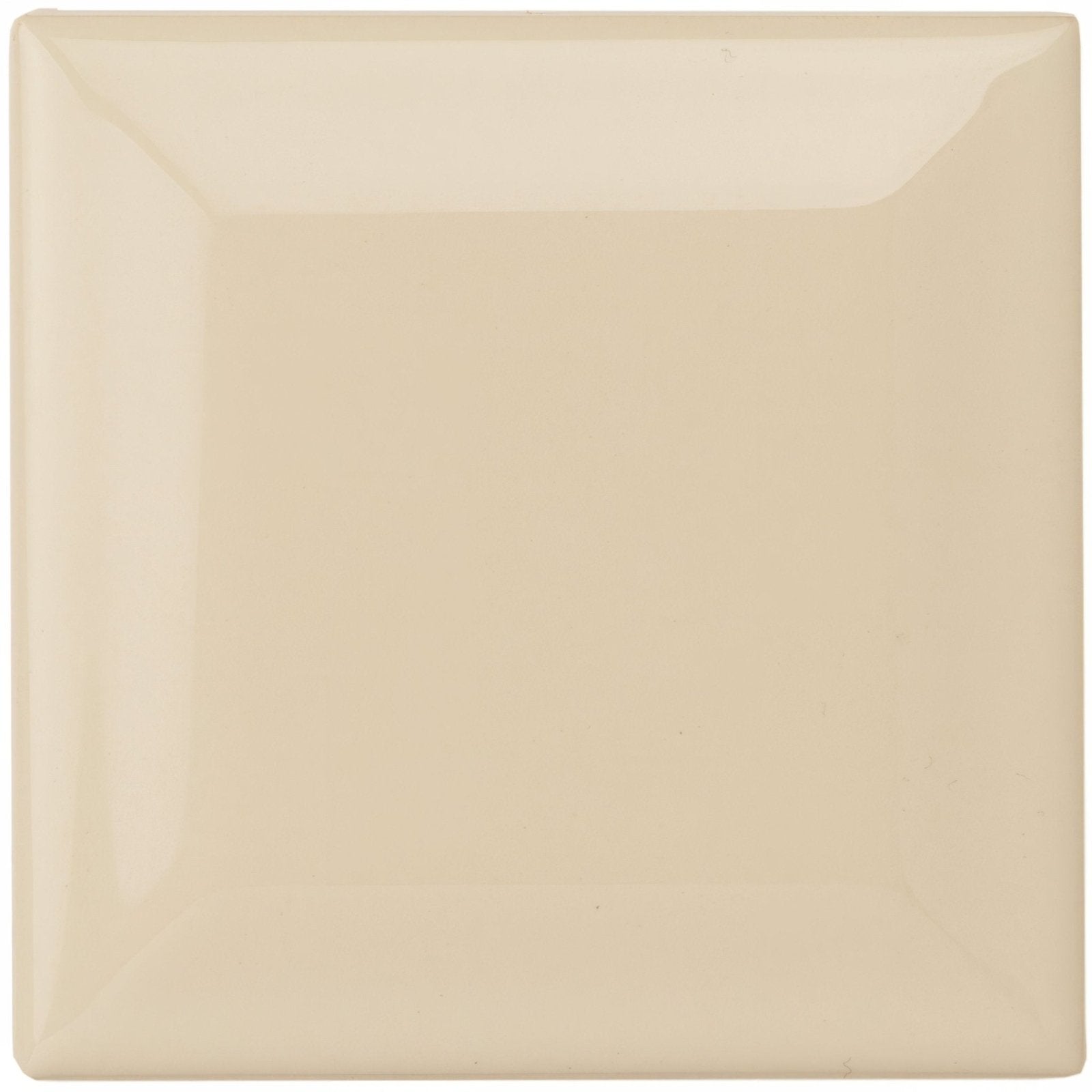 Cream-colored square ceramic tile with a glossy finish county white metro bevelled tile 75 x 75mm