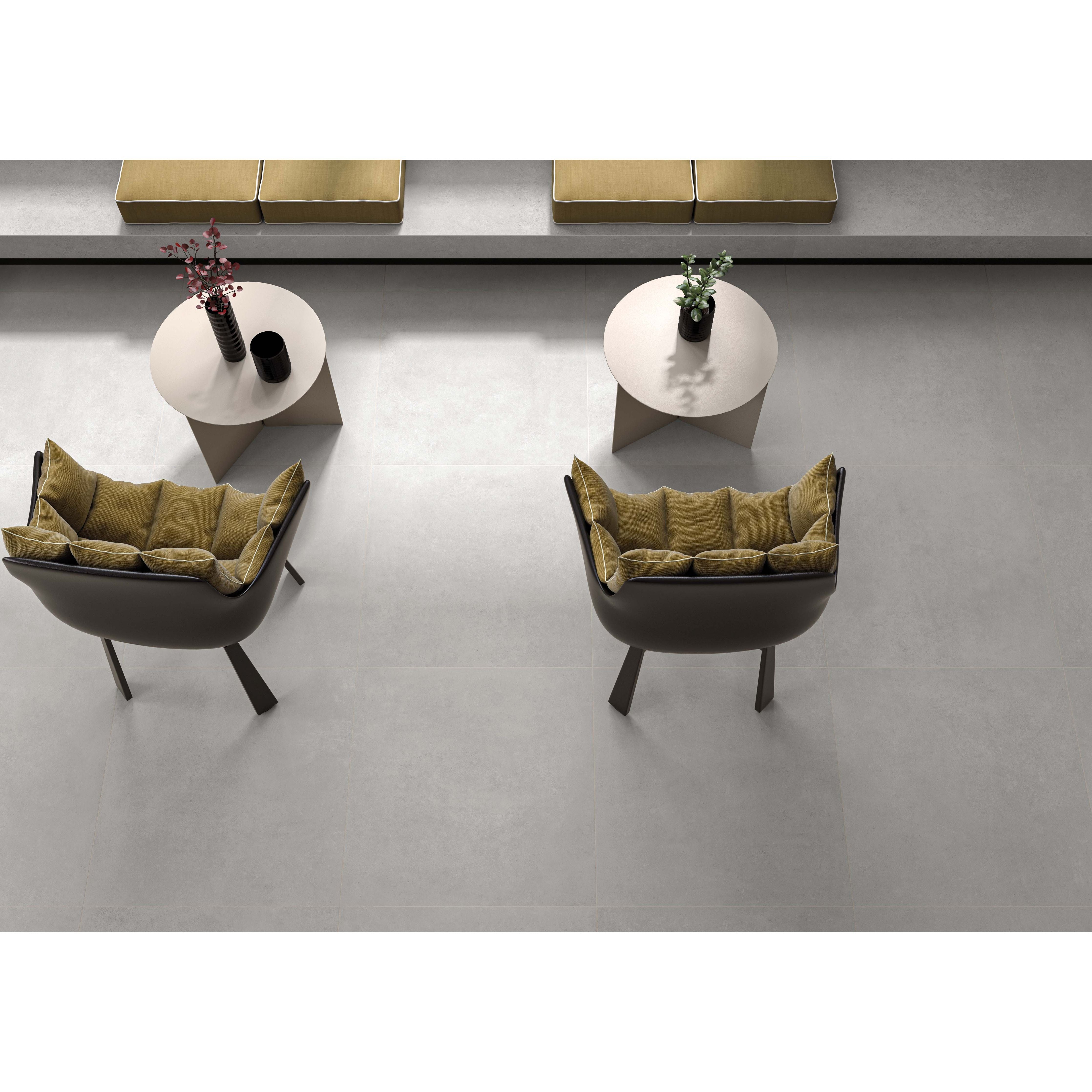 Cricket White 90 x 90cm light grey textured porcelain tile