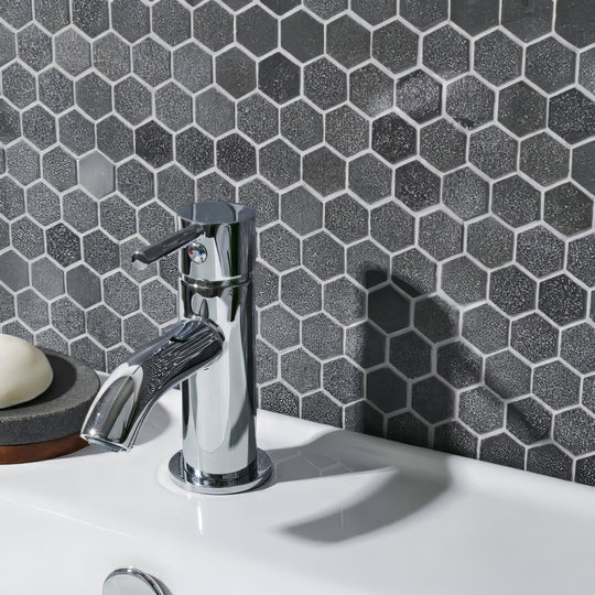 Crypto Small Hexagon Honed Marble Mosaic - alternate view