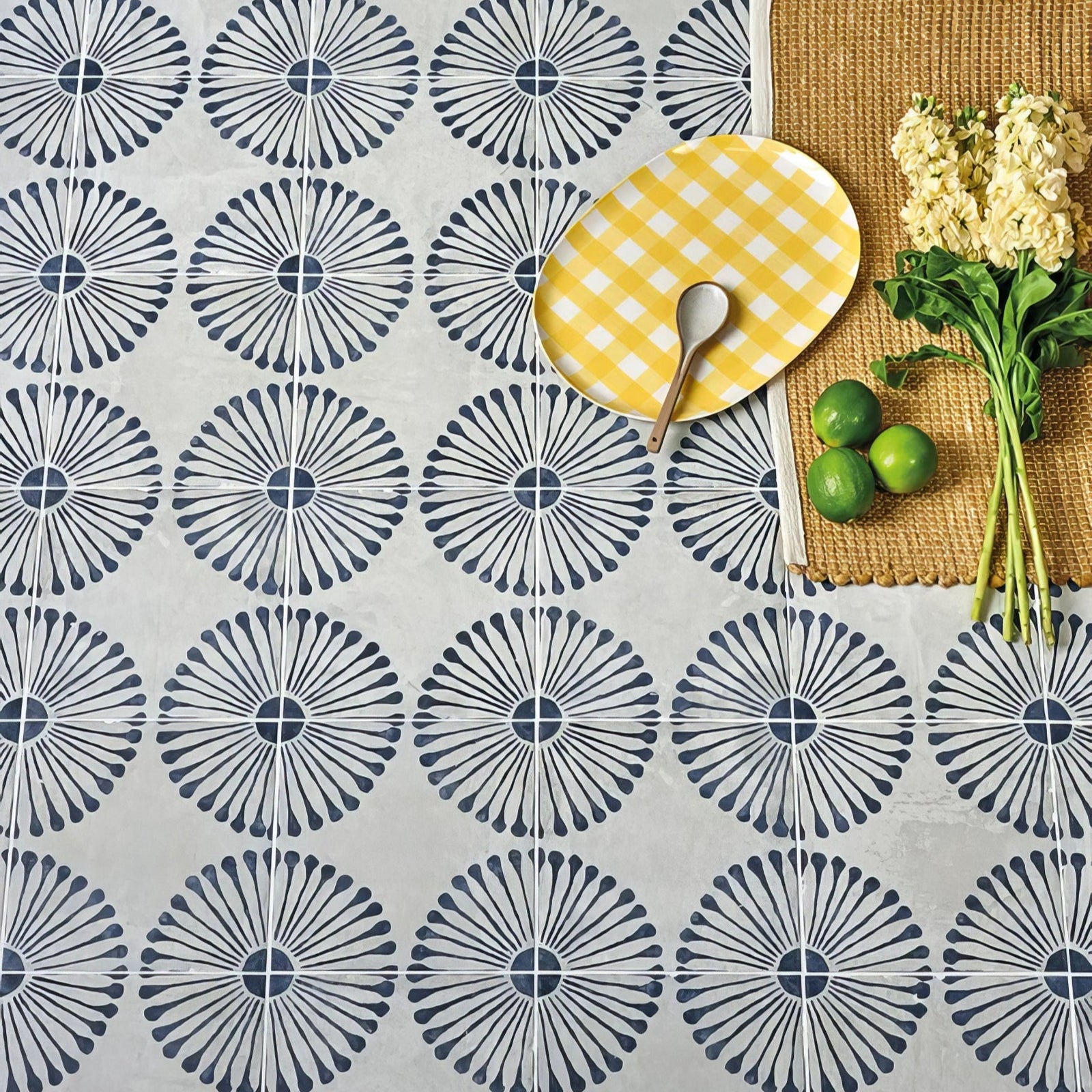 Cuba Porcelain Infantas Blue Wall & Floor Tile 20x20cm – close-up detail