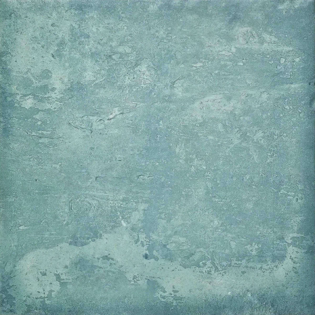 A textured teal green cuba porcelain tile with a mottled weathered surface for durable flooring and walls