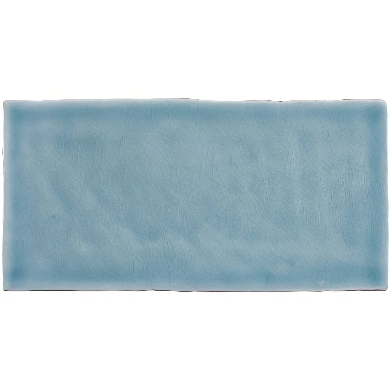 A rectangular matte light blue ceramic brick tile danube with a subtle textured surface