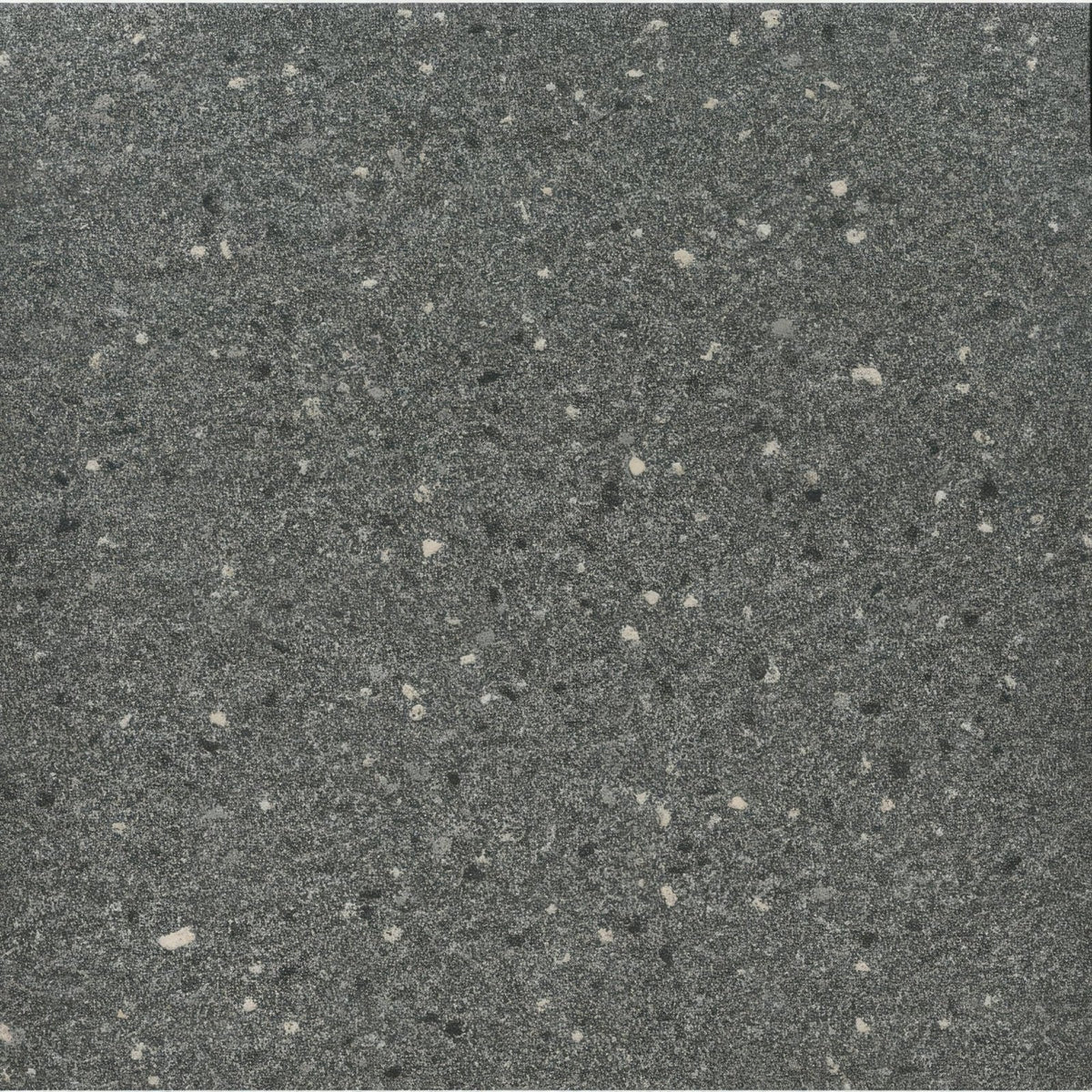 Dark grey pebbled aggregate quarry tile 300x300x11mm with speckled white and black dark gray granite countertop texture