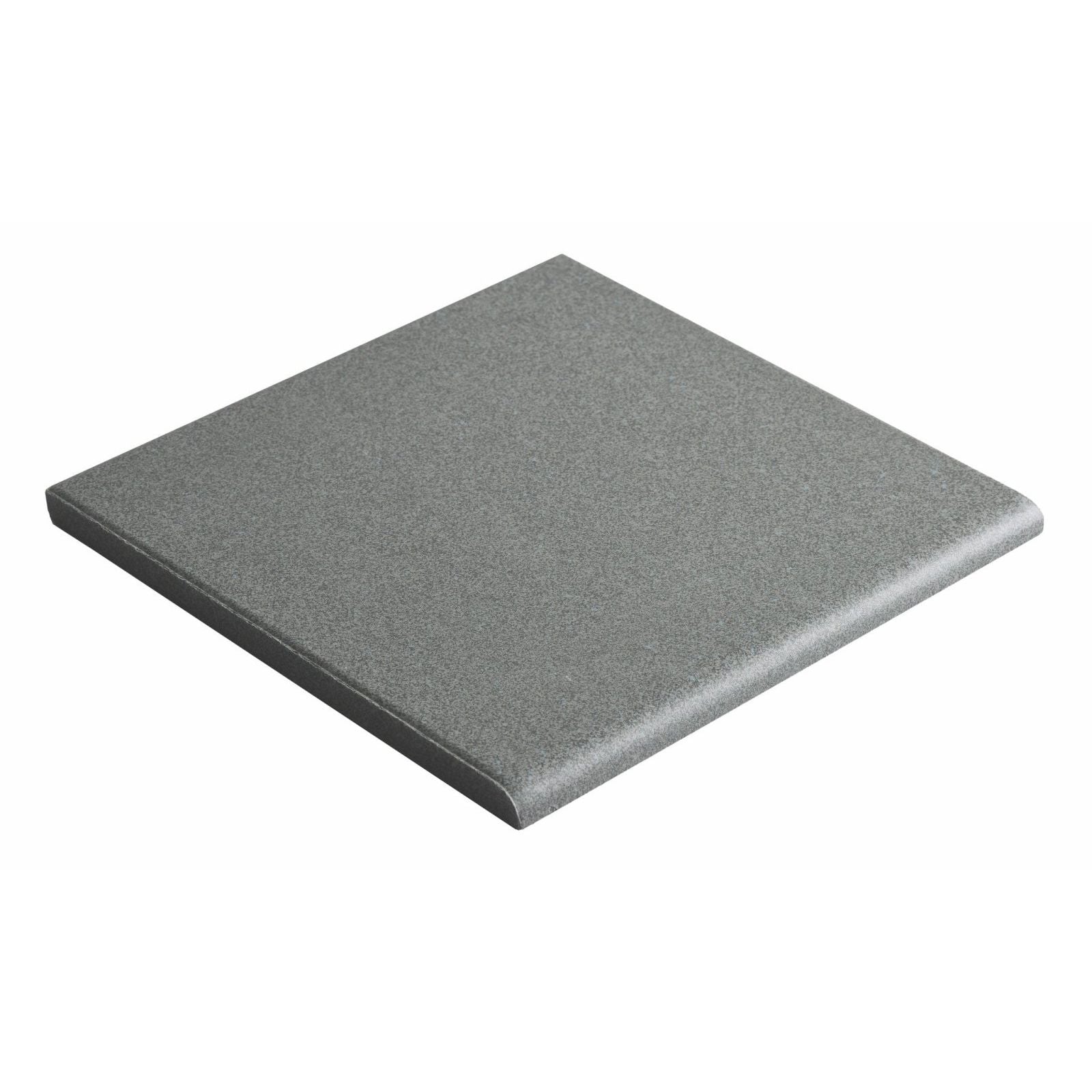 Dark grey textured square tile with rounded edges measuring 148 by 148 millimeters for indoor use