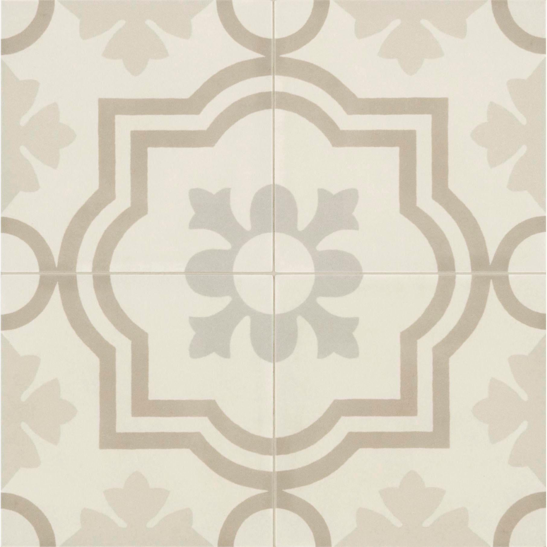 Beige and cream patterned ceramic floor tile with floral design from de-segni osso blend 11 collection