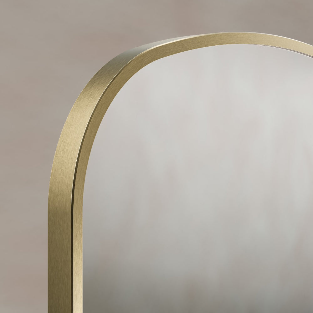 Delphine Overmantel Arch Mirror 60x90cm in Brushed Brass - Origins Living, view 3