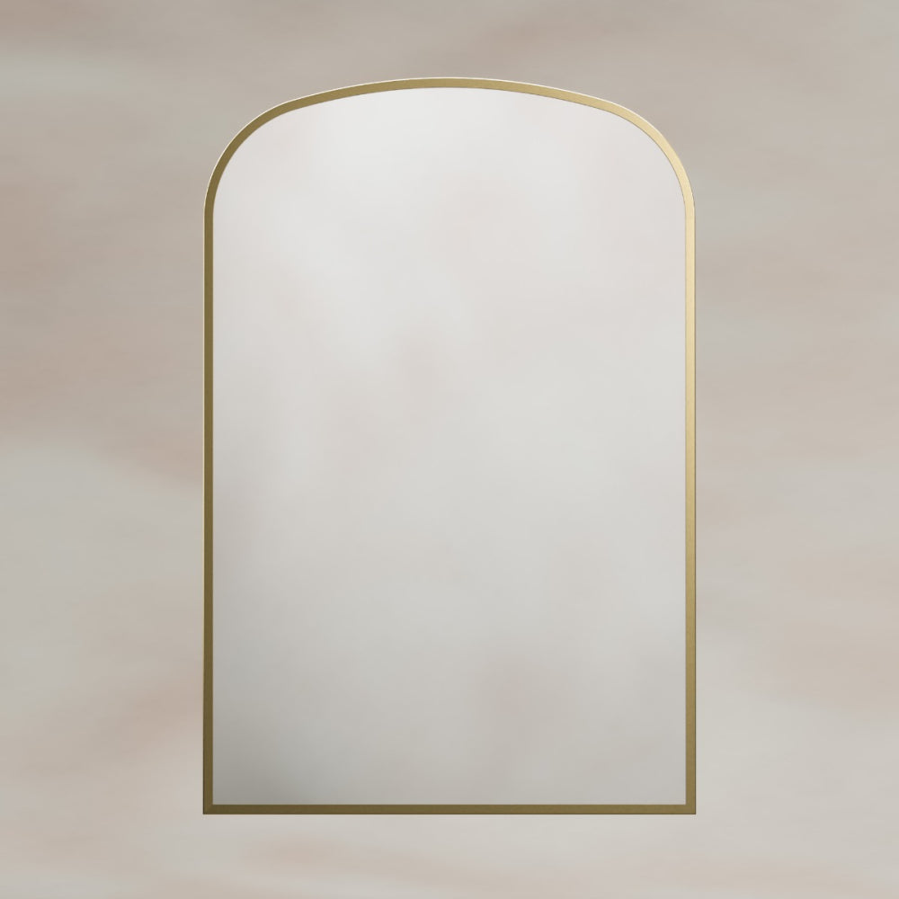 Delphine Overmantel Arch Mirror 60x90cm in Brushed Brass - Origins Living, view 4