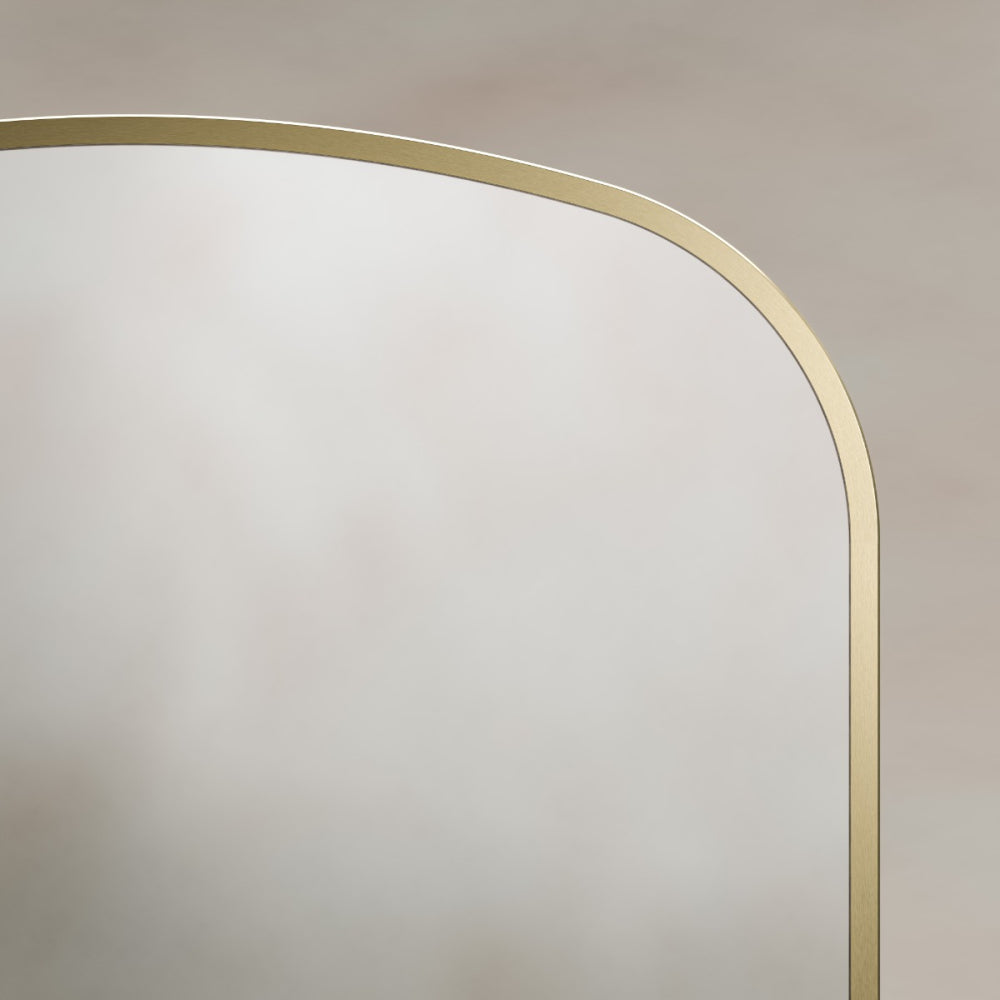 Delphine Overmantel Arch Mirror 60x90cm in Brushed Brass - Origins Living, view 5