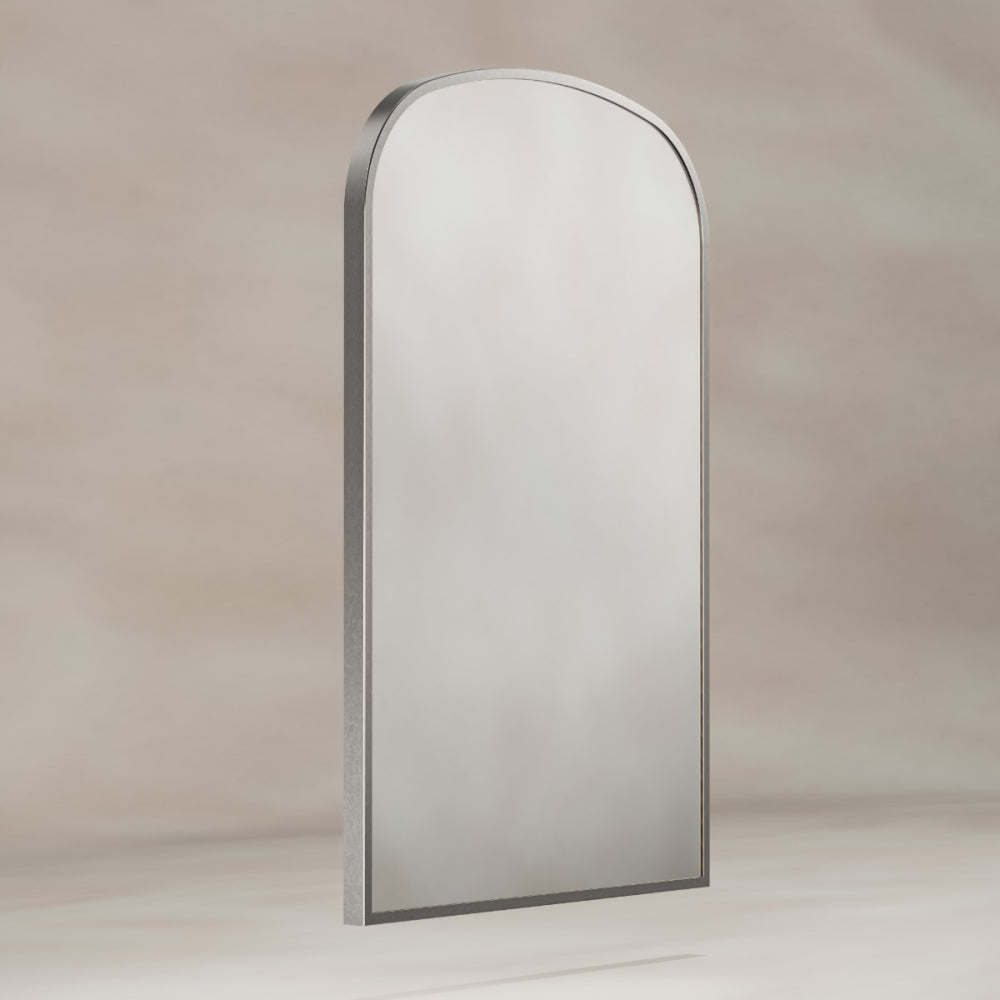 Delphine Overmantel Arch Mirror 60x90cm in Brushed Nickel - Origins Living, view 3
