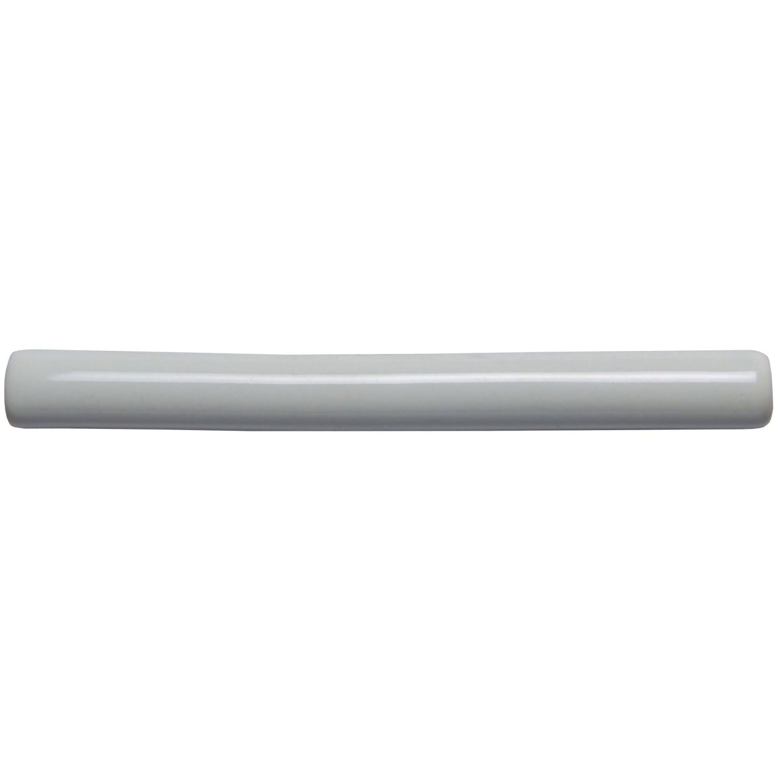 A sleek matte gray cylindrical handle with smooth finish on the Delft White Semi Round Pencil Border product
