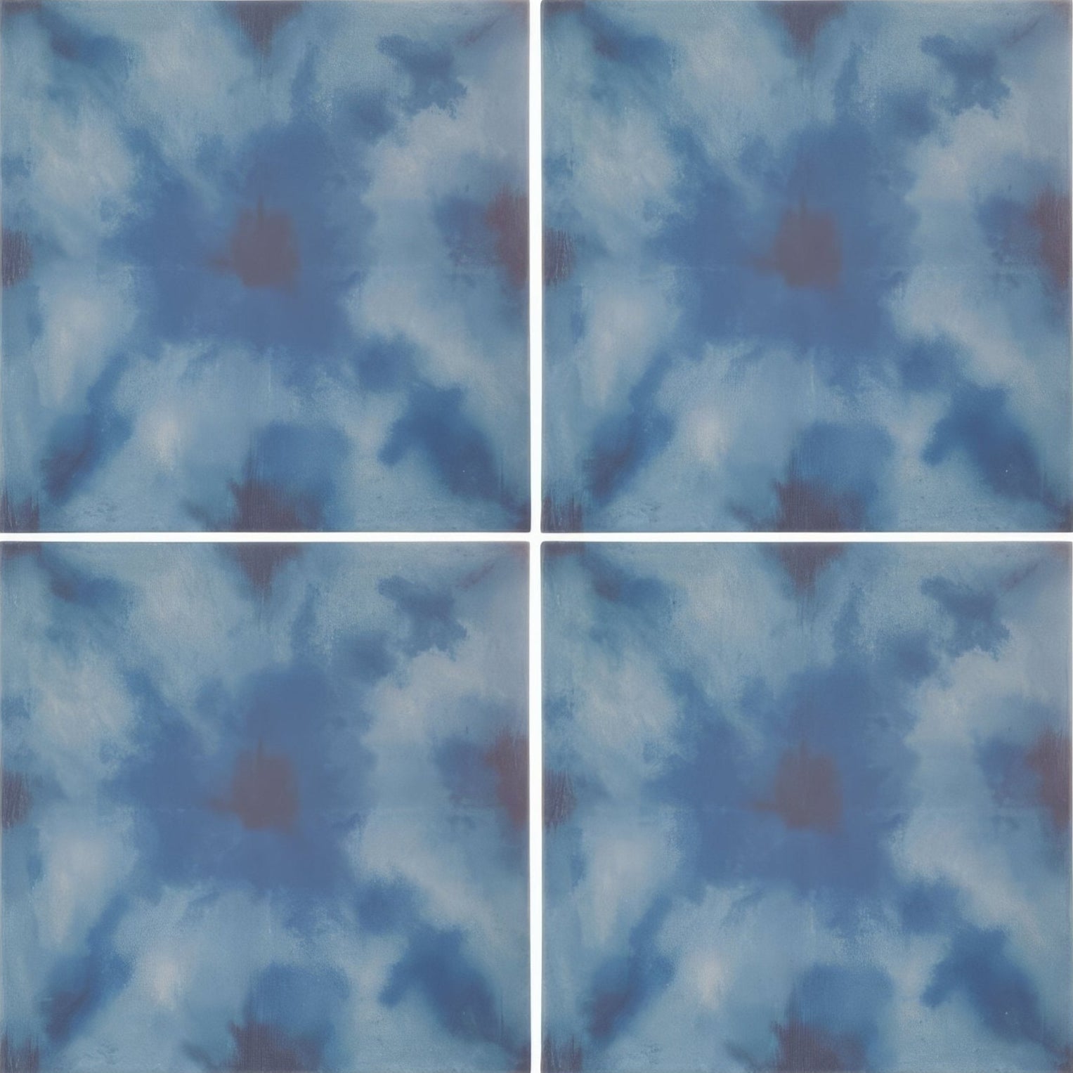 Designers Guild Shibori Cobalt ceramic tiles with blue and white tie dye pattern for decorative use