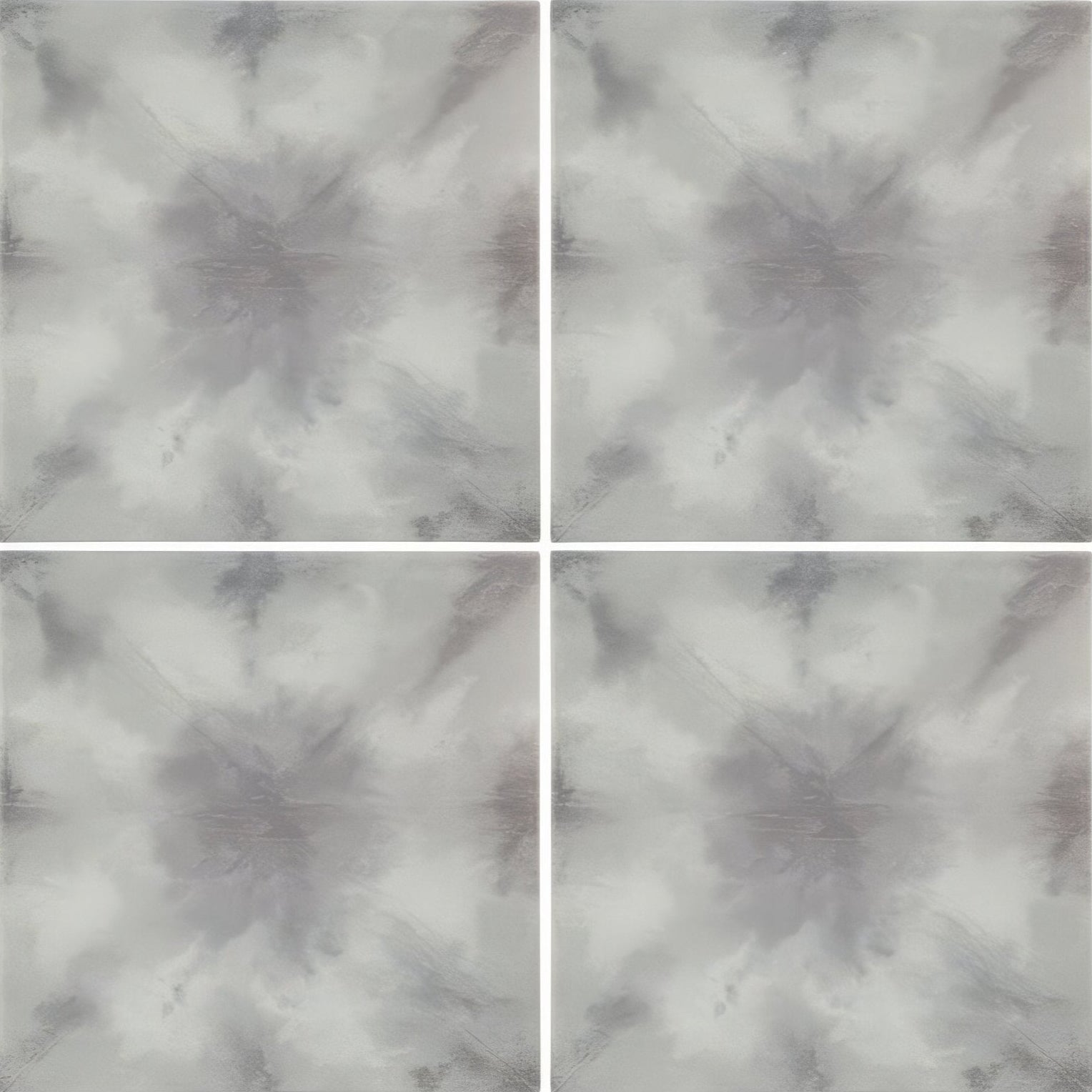 Gray and white tie dye patterned square tiles from designers guild shibori graphite for stylish wall or floor decor