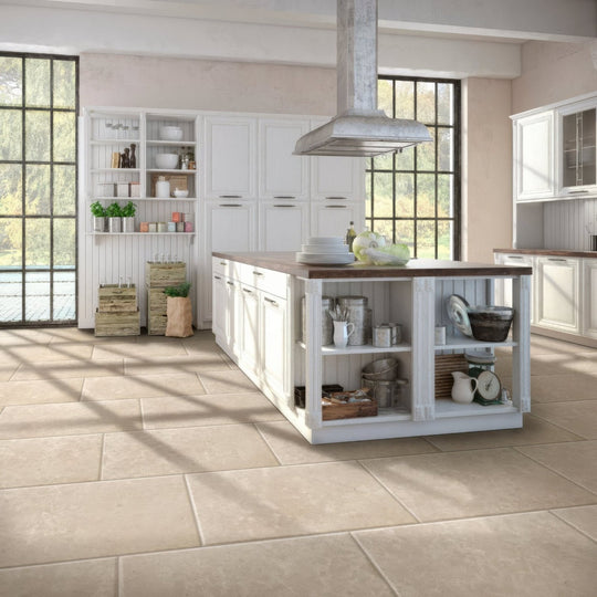 White kitchen island with dark wood countertop and open shelving dijon gold 90 x 60cm design