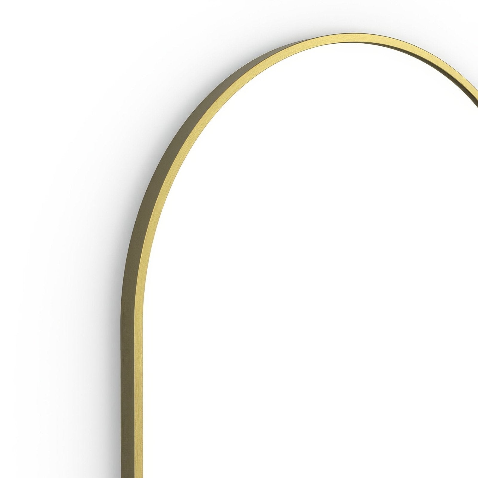 Docklands arch mirror 50x80cm with a sleek arched shape and polished gold-toned brushed brass metal frame