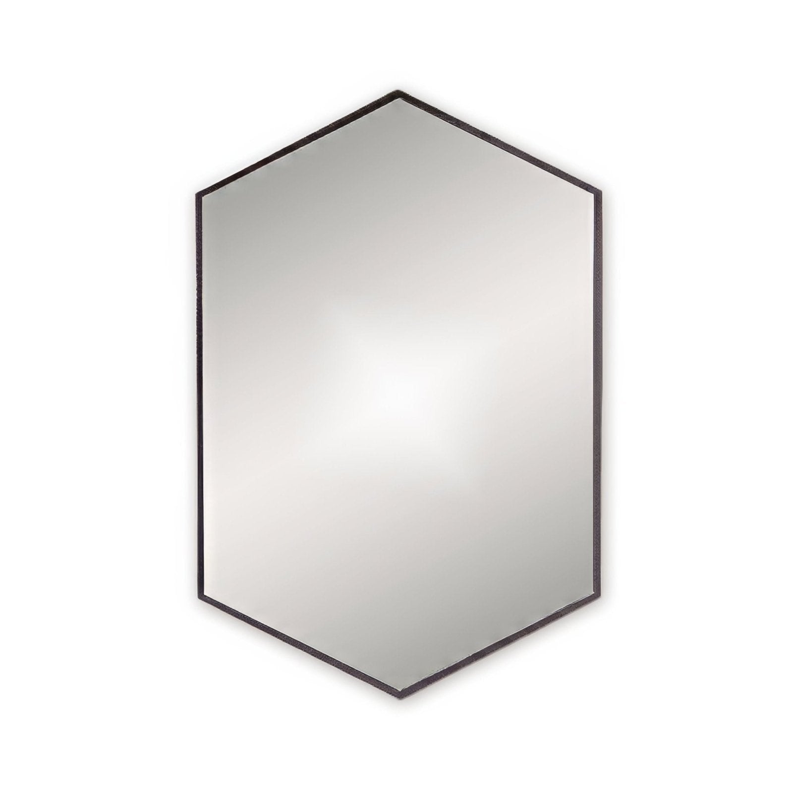 Docklands hexagonal mirror black with a sleek black frame made of metal for modern wall decor use