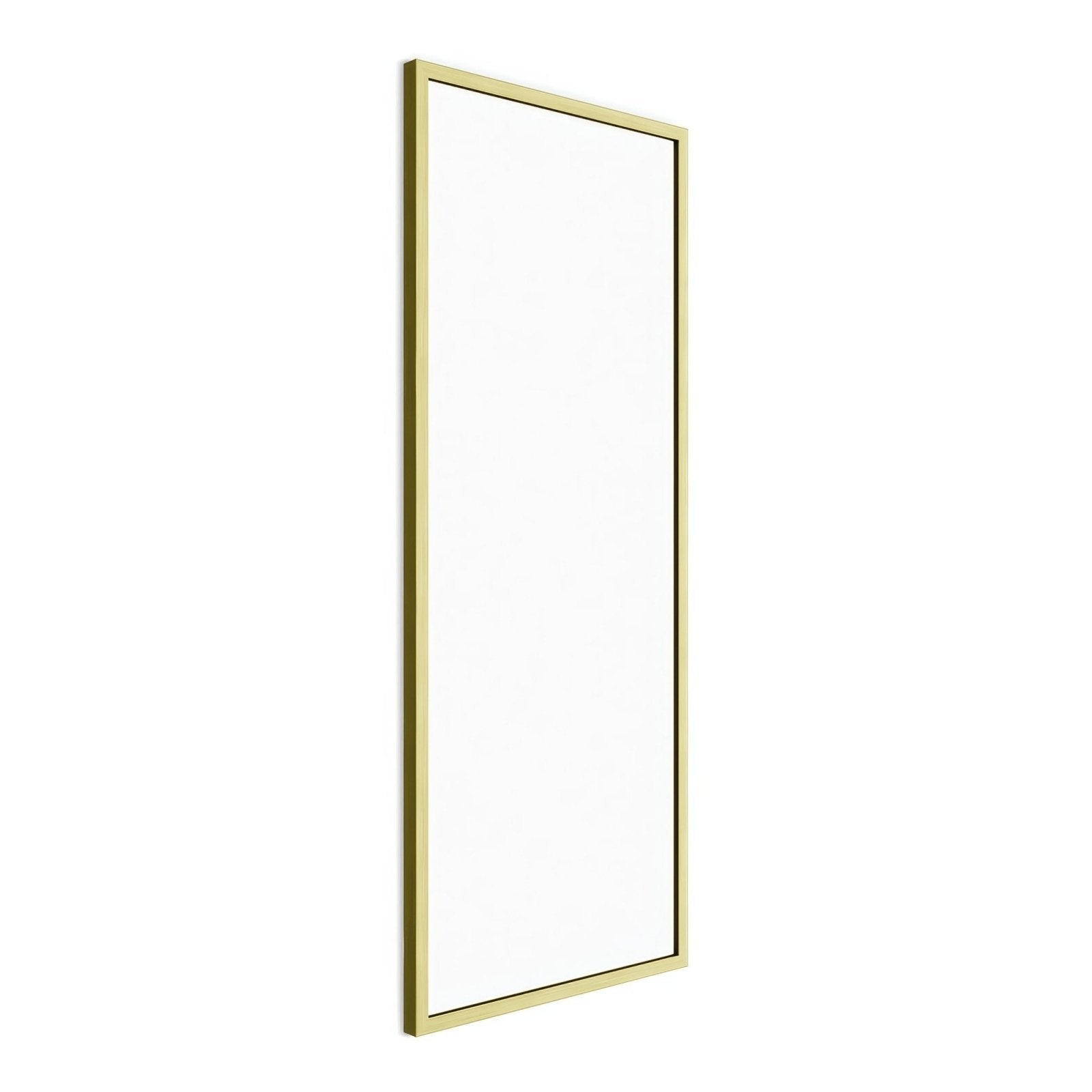 Docklands rectangular mirror 40x100cm with a tall slender sleek gold-toned metal frame in brushed brass finish