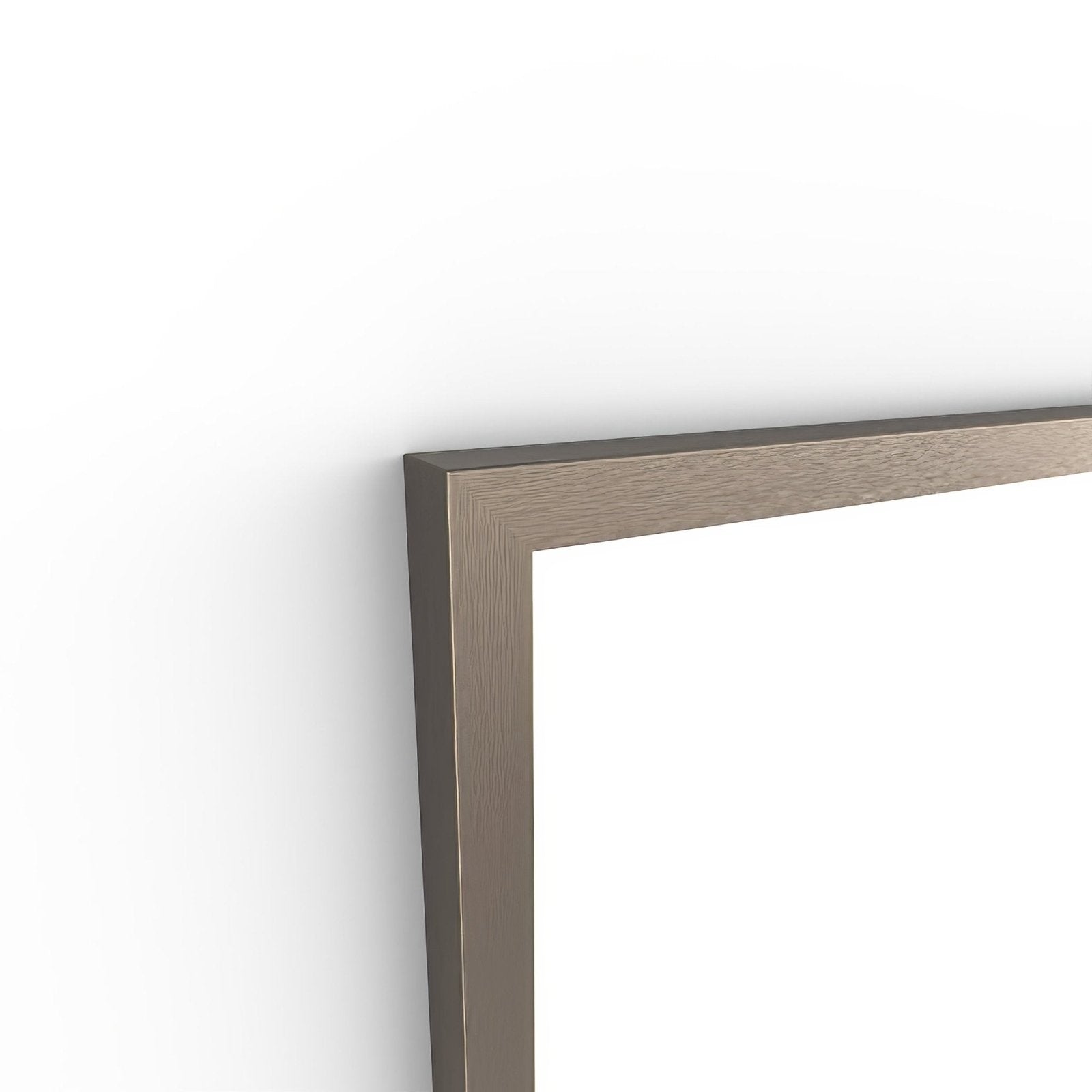 A sleek matte gray wooden frame with subtle grain grain texture for docklands rectangular mirror 40x100cm brushed bronze