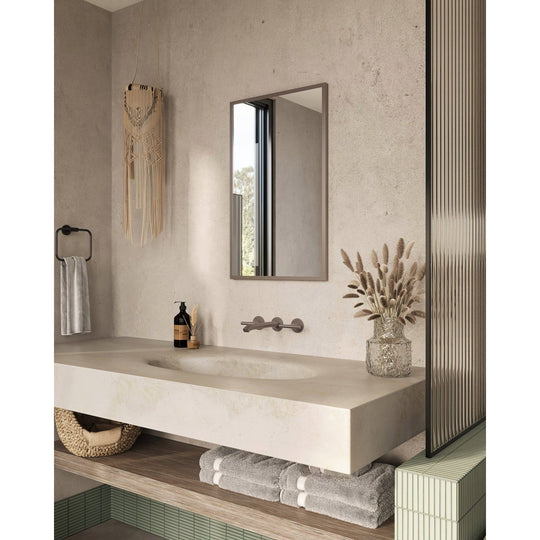 Modern docklands rectangular mirror 40x70cm with a sleek brushed bronze metallic frame for stylish wall decor