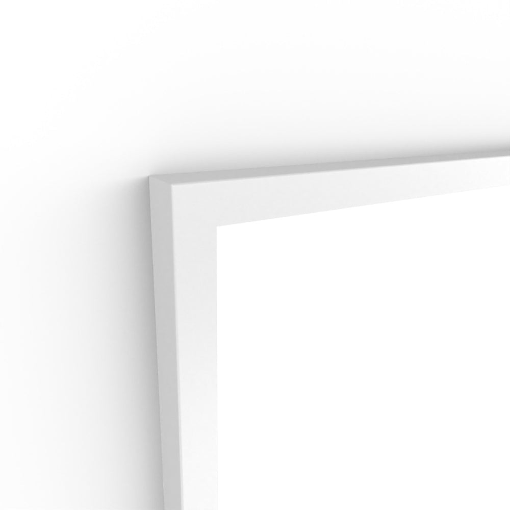 White minimalist rectangular mirror 40x70cm with clean sleek edges in a docklands design