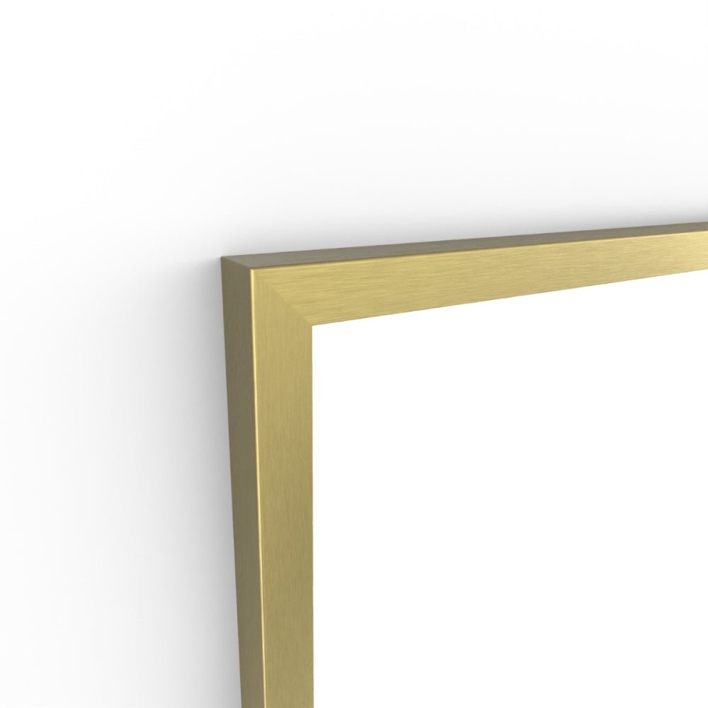 Gold-colored brushed metal picture frame with sleek rectangular profile for docklands rectangular mirror 50x80cm brushed brass