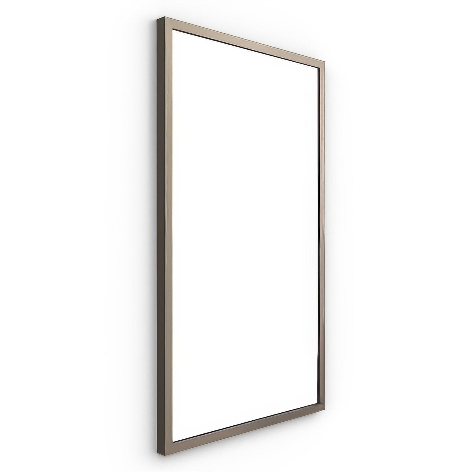 A sleek rectangular Docklands mirror with a brushed bronze minimalist metallic frame measuring 50x80cm