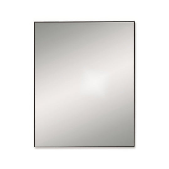Docklands rectangular mirror 80x100cm with a slim dark metallic frame in black for modern wall decor