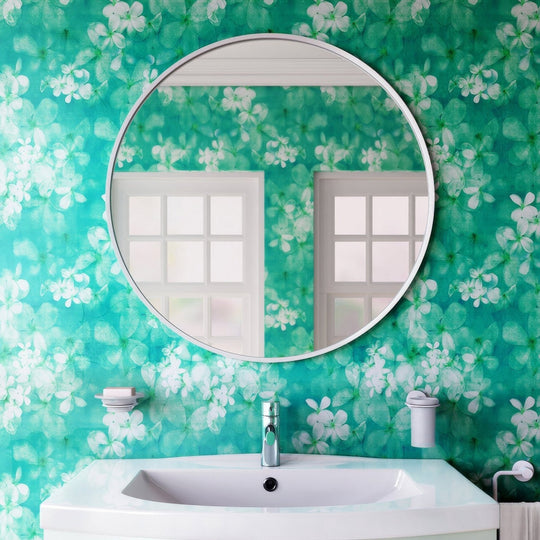 Round white-framed bathroom mirror docklands round mirror 60cm white ideal for modern bathroom decor