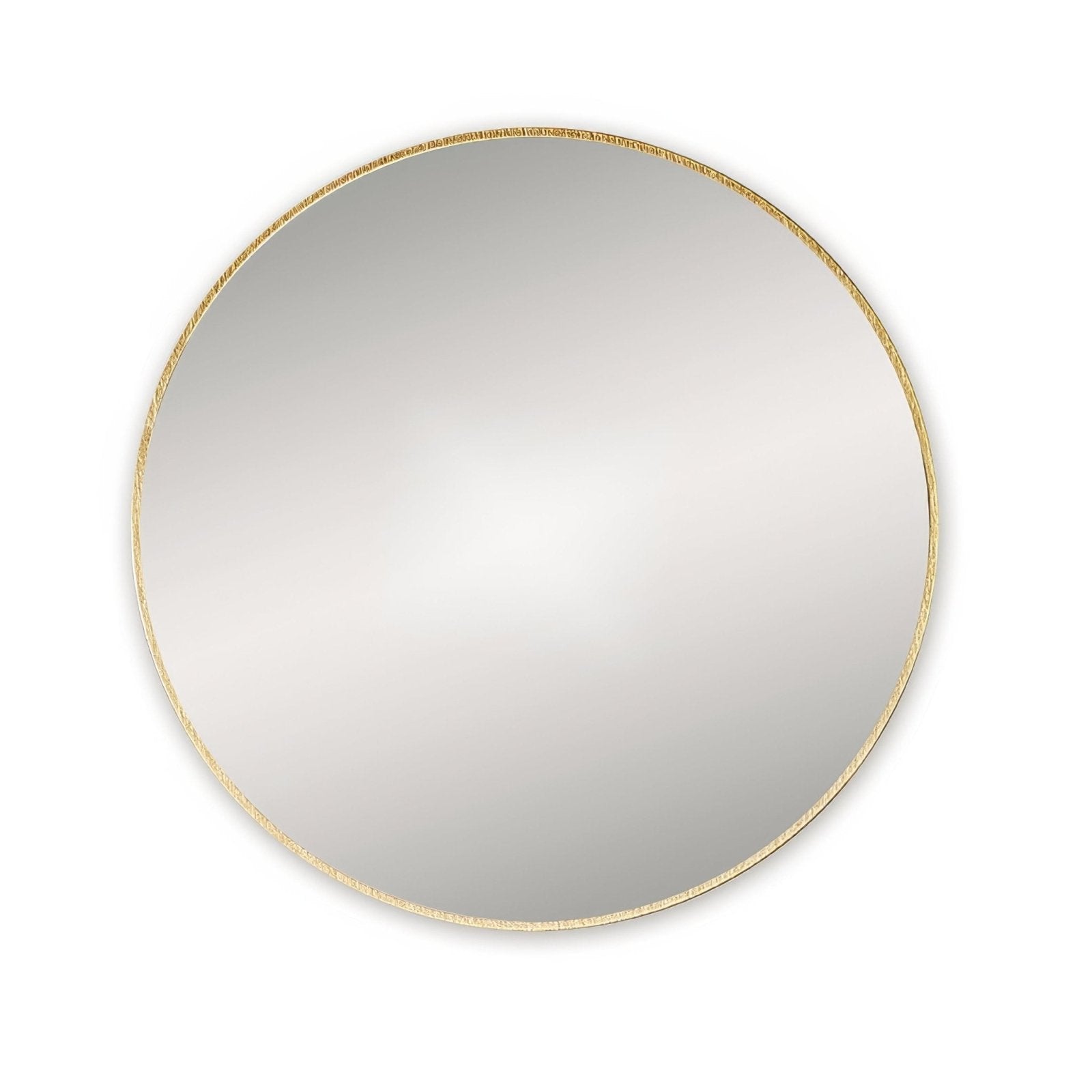 Circular docklands round mirror 80cm with a textured brushed brass gold frame perfect for wall decor