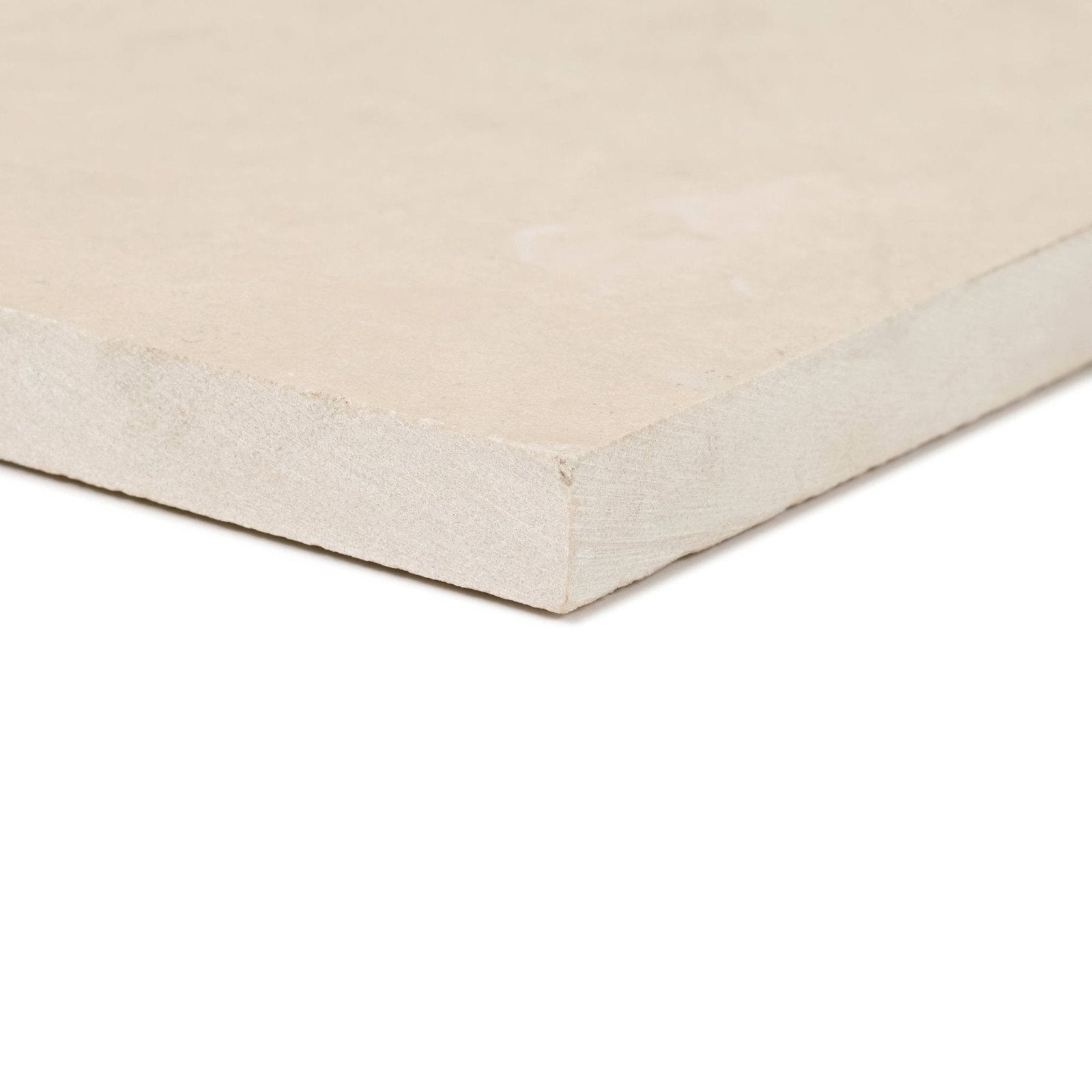 Beige rectangular dorzano diamond sawn edge tile 40.6 x 61cm with smooth slightly textured surface and visible edges