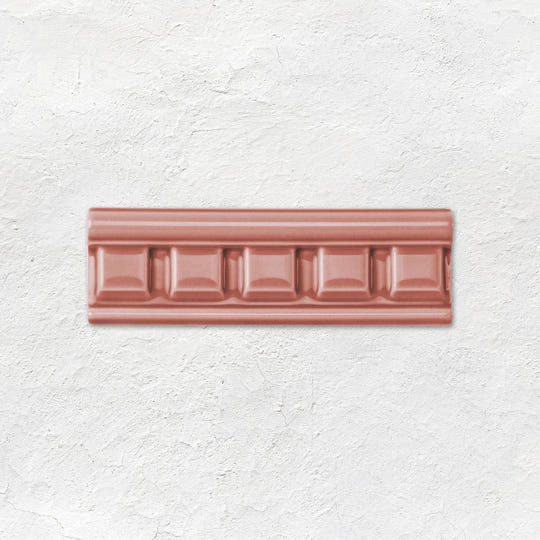 Duchy Pink Dentil Moulding Ceramic Wall Tile 152x50mm - Gloss