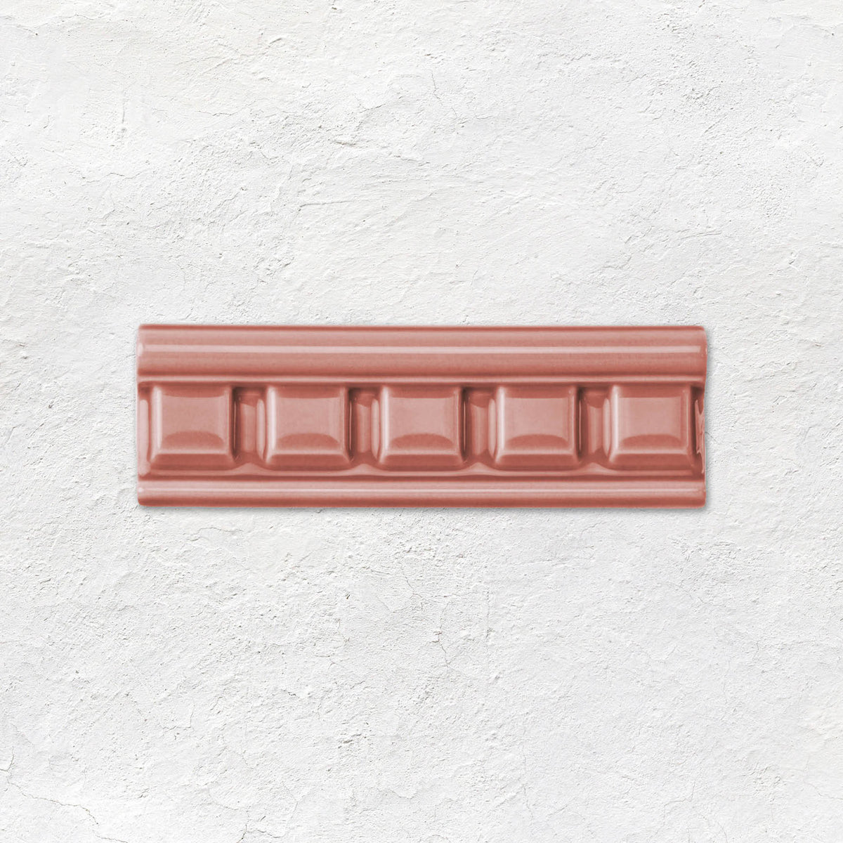 Duchy Pink Dentil Moulding Ceramic Wall Tile 152x50mm - Gloss