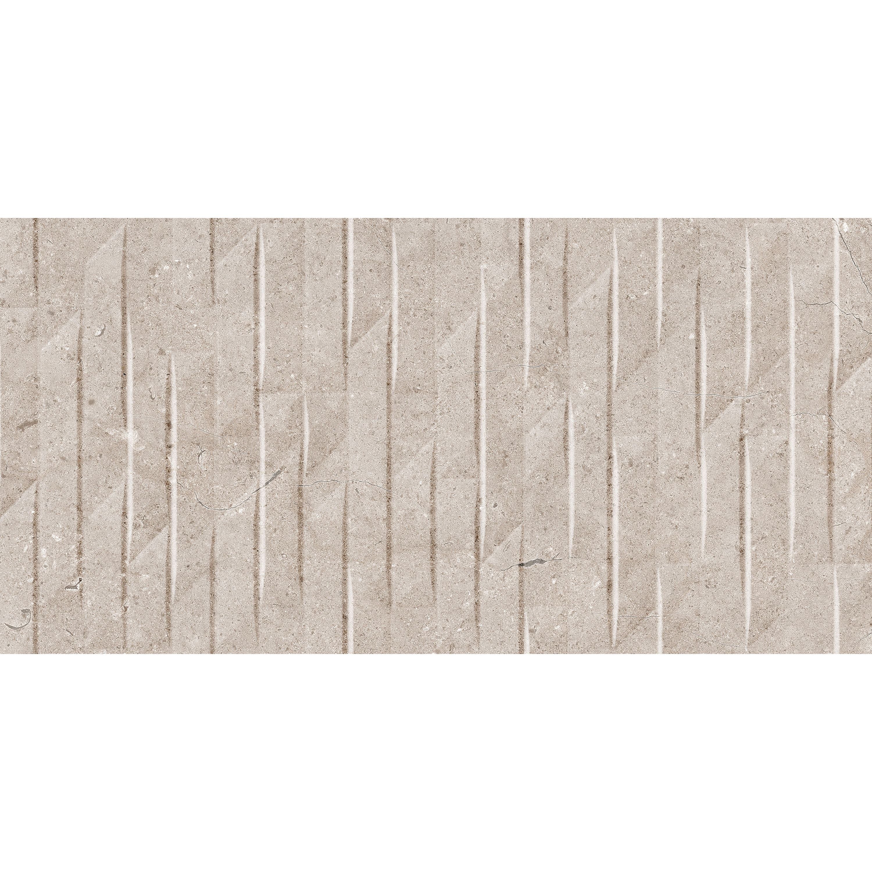 Beige dual tortora blend decor matt tile with vertical grooves and stone like textured finish 30 x 60cm