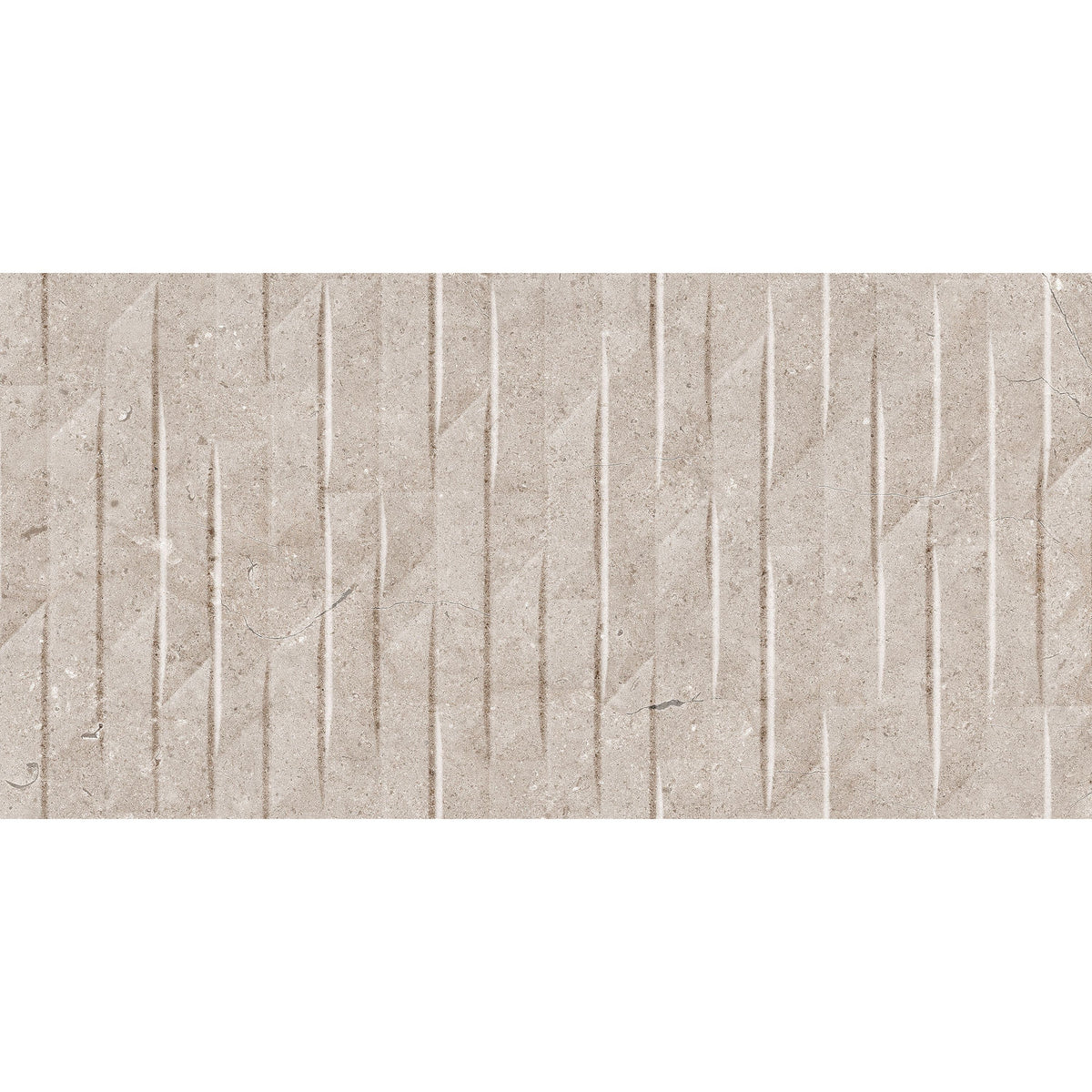 Beige dual tortora blend decor matt tile with vertical grooves and stone like textured finish 30 x 60cm