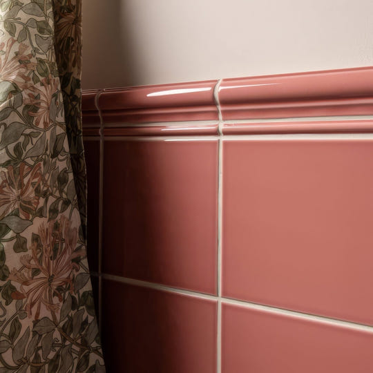 Duchy Pink Omega Moulding Ceramic Wall Tile 152x12mm - alternate view