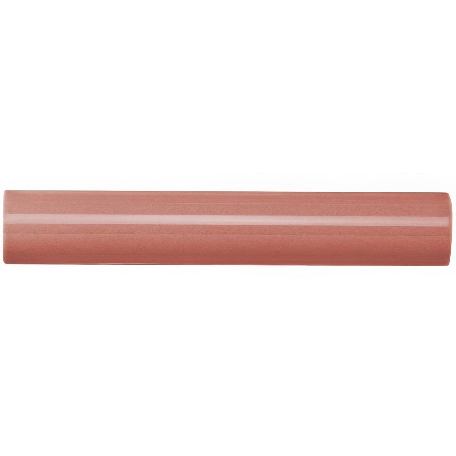 A duchy pink sigma moulding terracotta cylindrical handle with a matte finish and subtle horizontal ridges