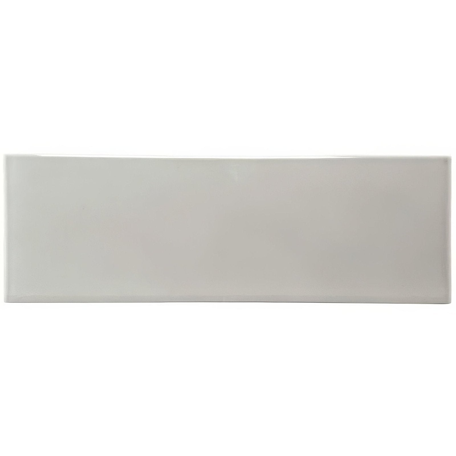 A sleek rectangular ceramic brick tile dunwich with a smooth glossy white finish