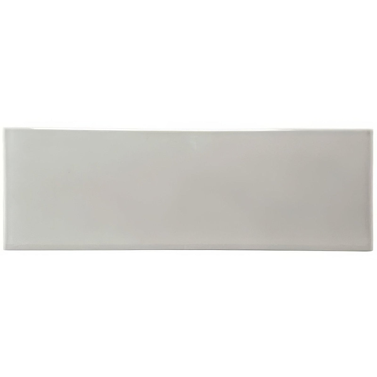 A sleek rectangular ceramic brick tile dunwich with a smooth glossy white finish