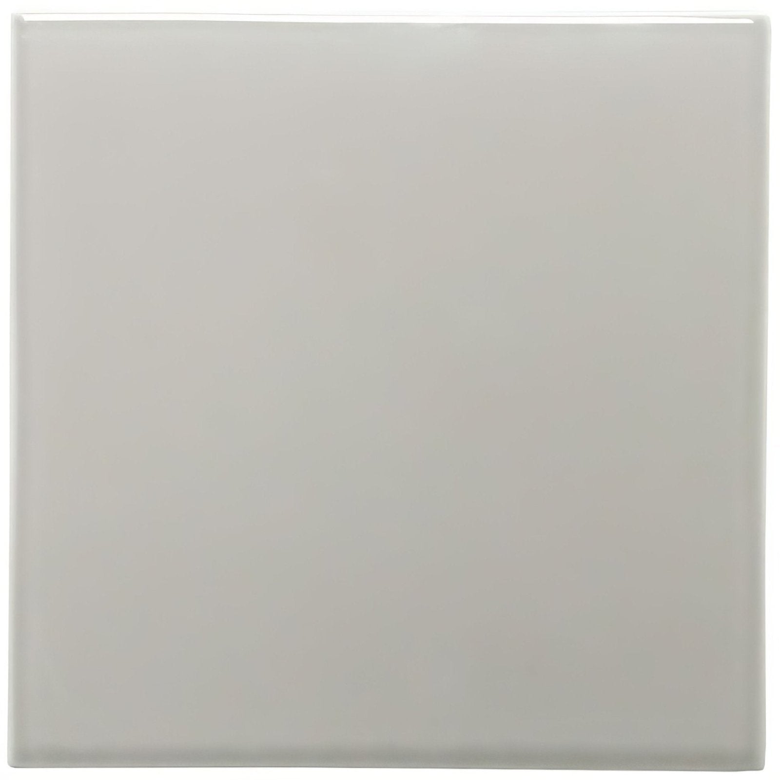 A sleek square ceramic dunwich field tile with a smooth matte off-white finish and subtle glossy edges