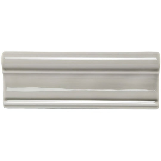 Dunwich Hampton sleek glossy gray ceramic tile with classic three-tiered profile and smooth rounded edges