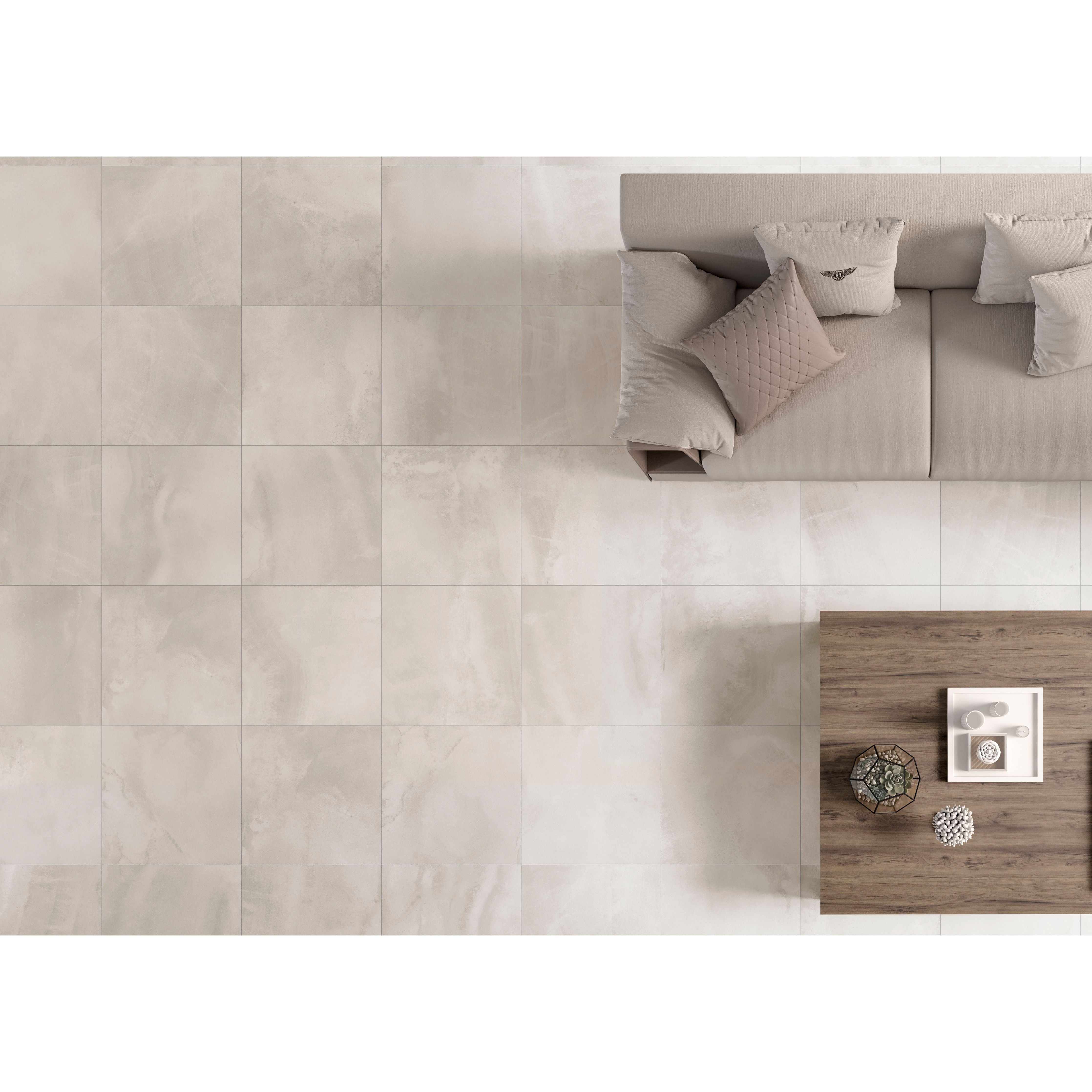 Durango beige matt 60 x 60cm ceramic floor tiles with a beige textured natural stone-like finish