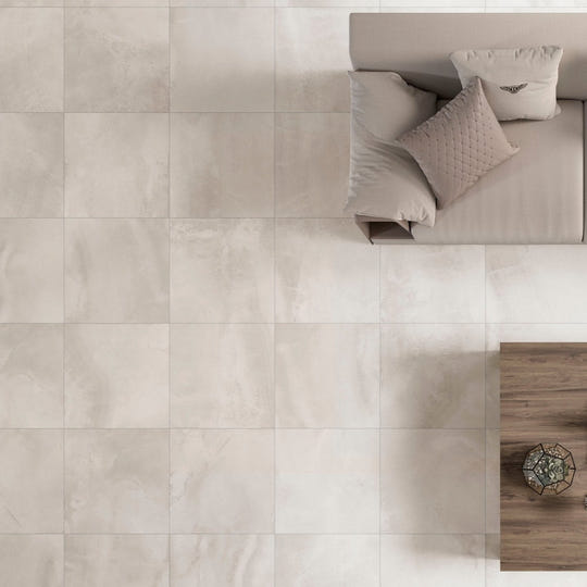 Durango beige matt 60 x 60cm floor tiles with beige marble effect and subtle veining in a matte finish