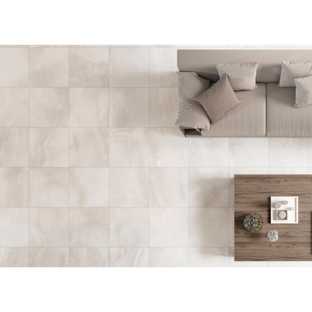 Durango Ivory Matt 60 x 60cm Porcelain Wall & Floor Tile - Cream & Beige