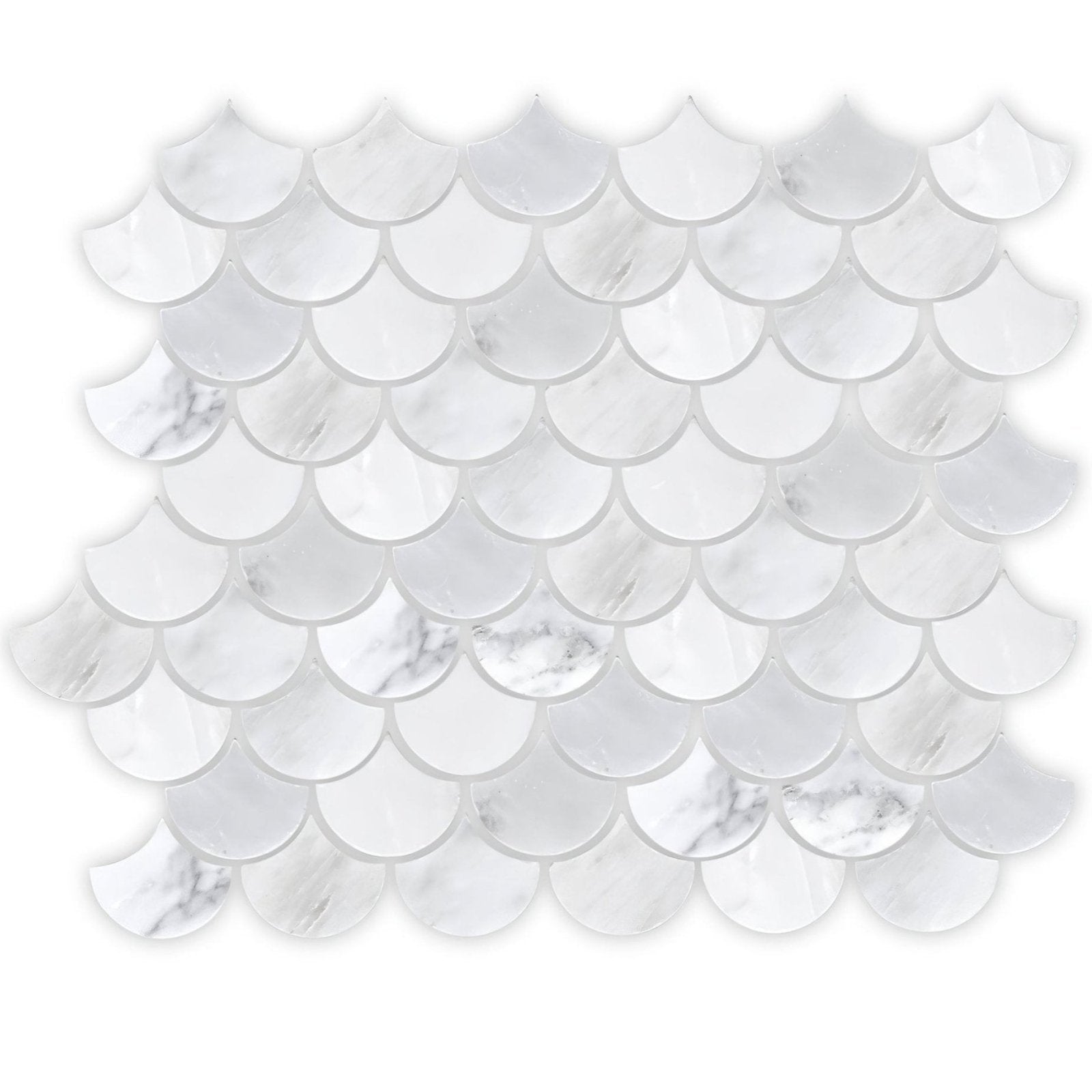 White marble scallop mosaic tile with fish scale design for decorative wall and floor use east hampton scallop marble mosaic
