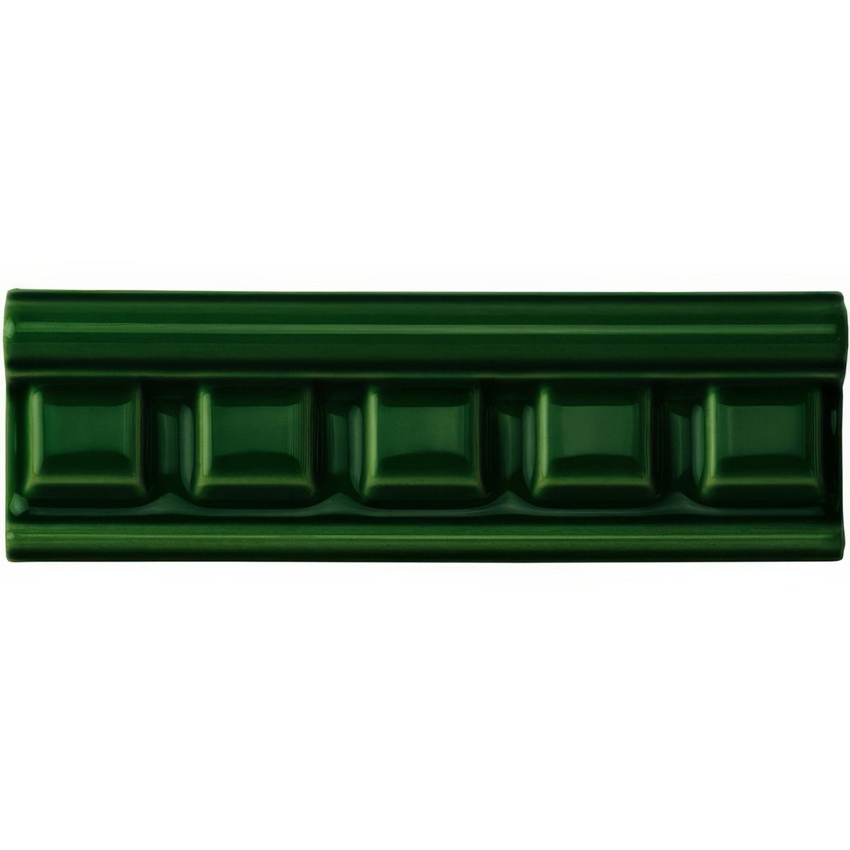 Edwardian Green Dentil Moulding Ceramic Wall Tile 152x50mm - Gloss