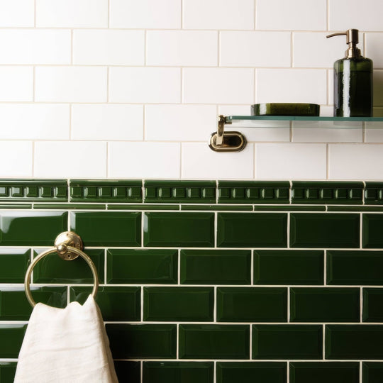 Edwardian Green Metro Bevelled Tile - alternate view