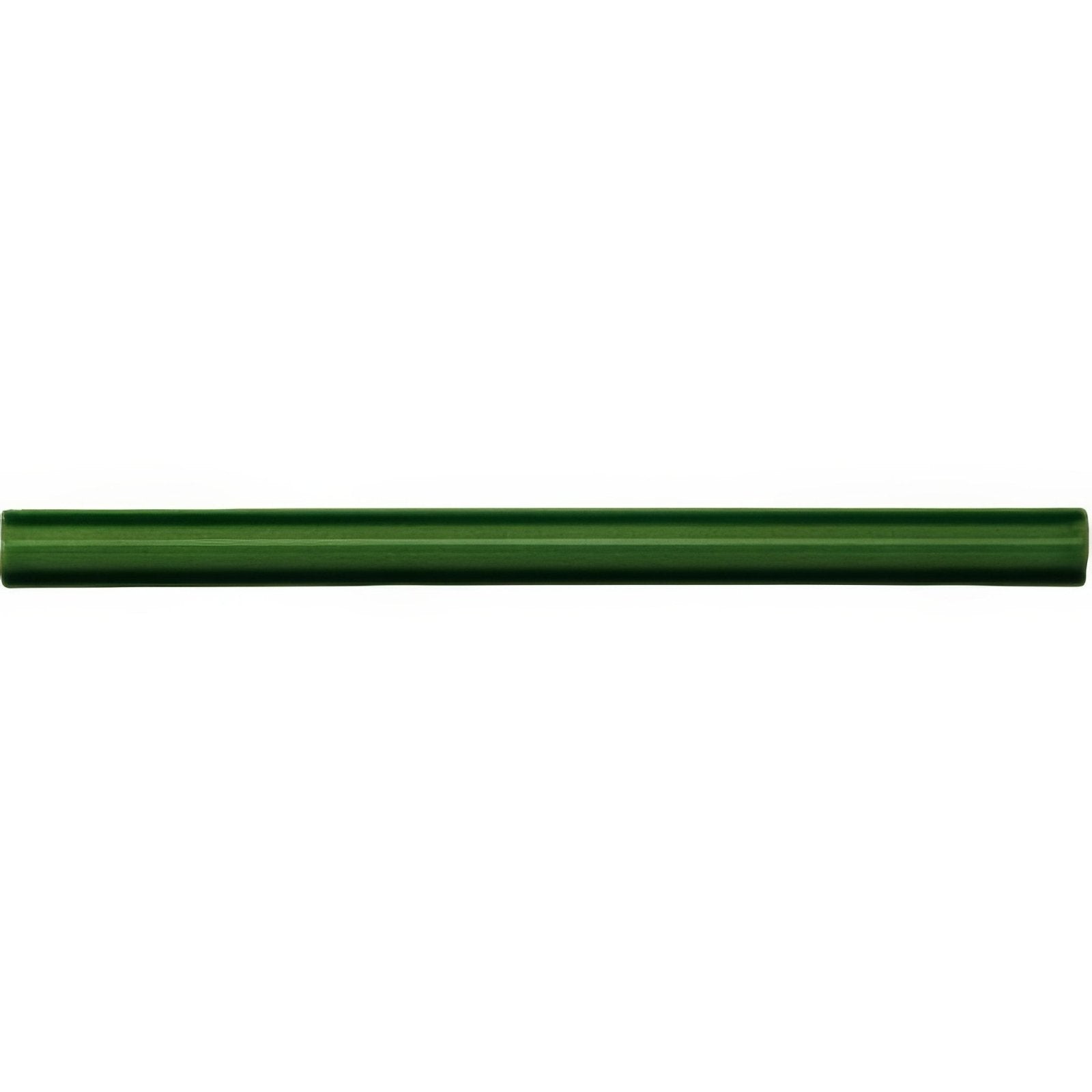 A sleek dark green cylindrical omega moulding with a smooth glossy finish for edwardian style decor