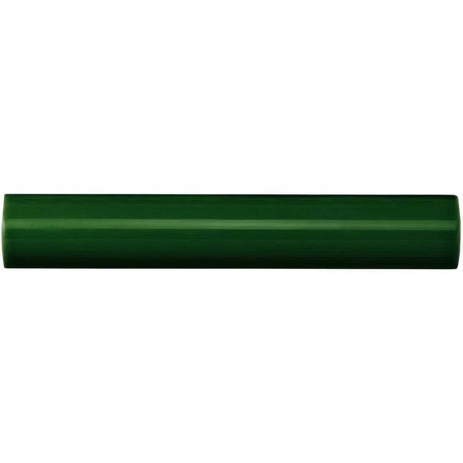 A sleek glossy dark green cylindrical edwardian green sigma moulding with a smooth uniform surface