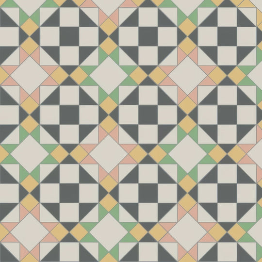 Eltham Carnation Pink, Dover White, Hawthorn Yellow, Revival Grey & Spring Green